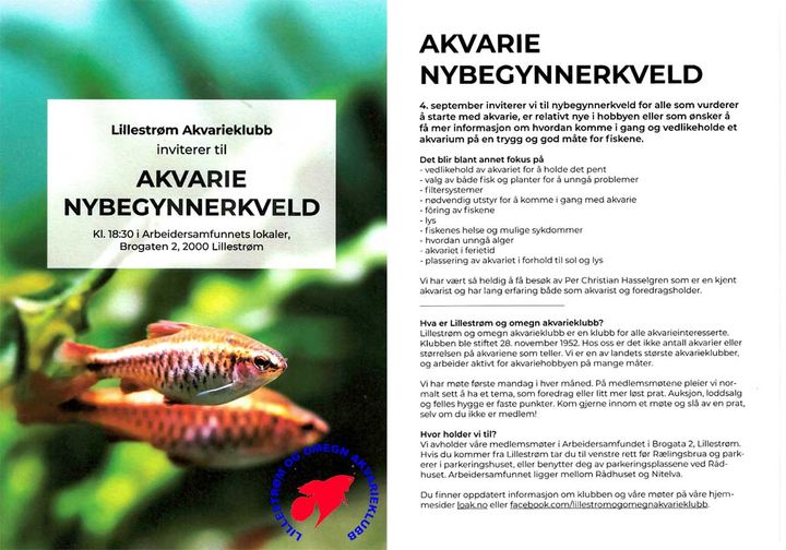 Nybegynnerkveld mandag 4 sept kl 18:30